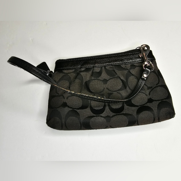 COACH Signature Wristlet Black Gray Zipper - Picture 5 of 5